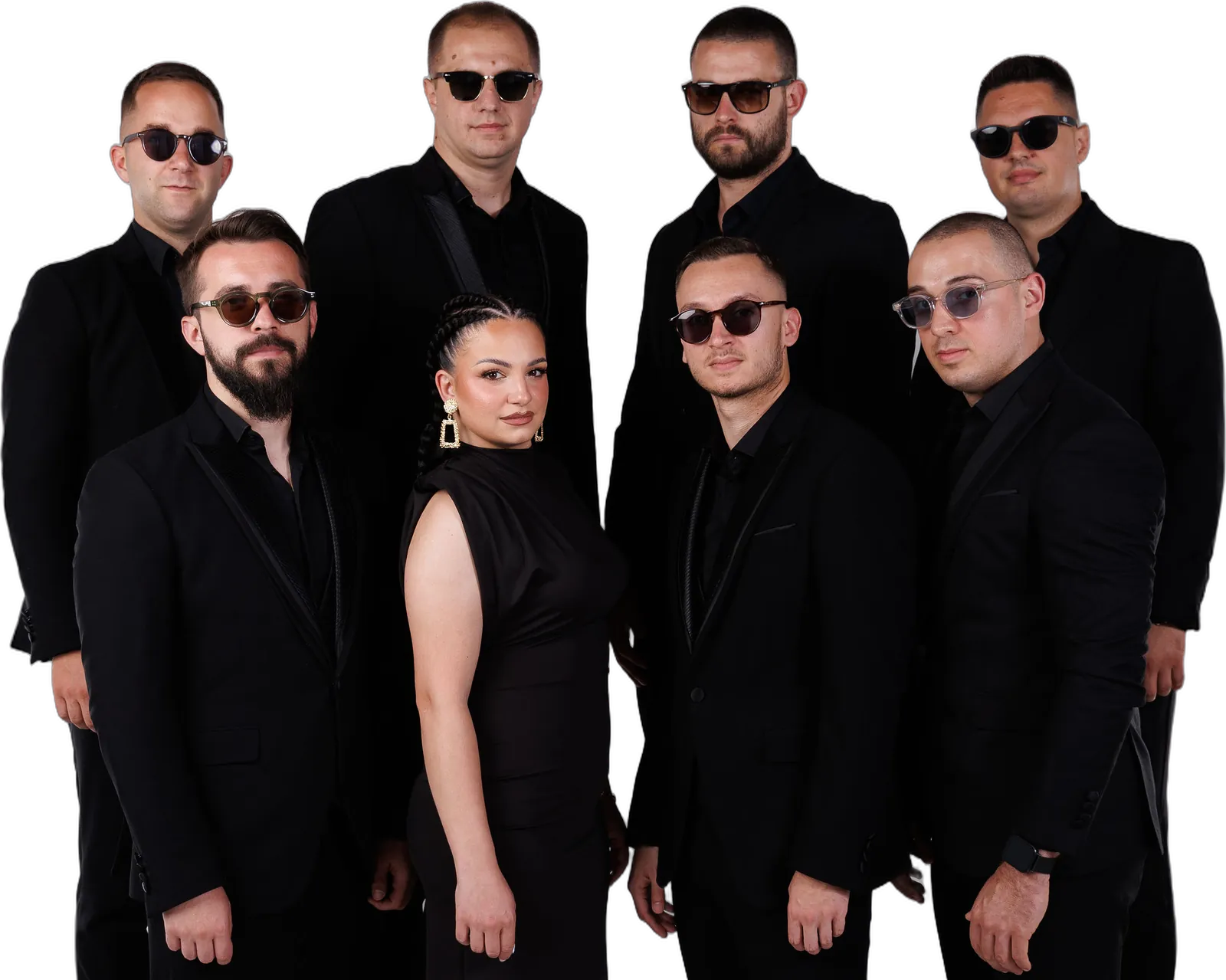 Artego Band - osam muzičara u crnim odelima i sa naočarima za sunce